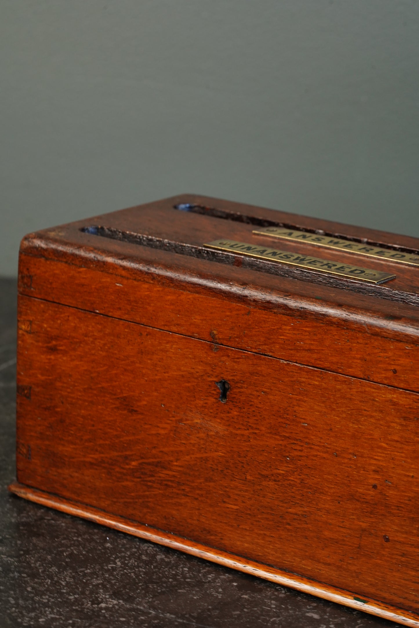 Antique English Oak Answered and Unanswered Letter Box, Circa 1900
