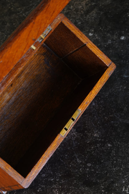 Antique English Oak Answered and Unanswered Letter Box, Circa 1900