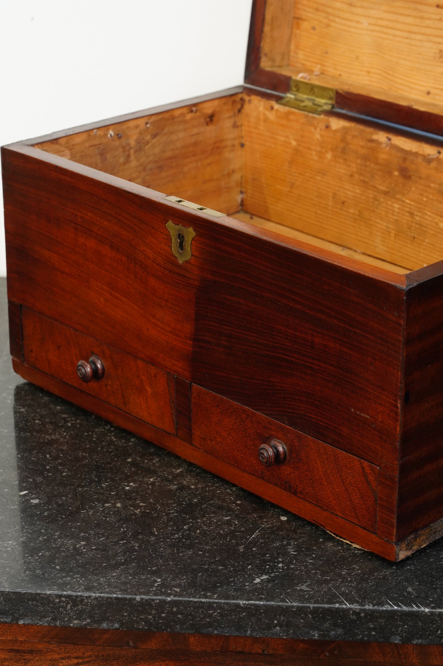 Antique Mahogany Dressing Box with Two Drawers, Circa 1840