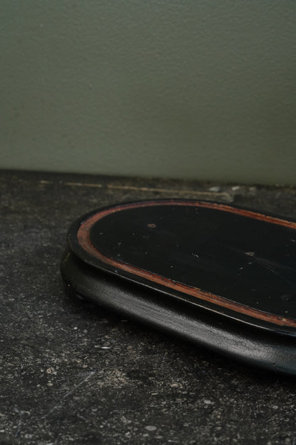 Antique French Ebonized Oval Display Stand, Circa 1880