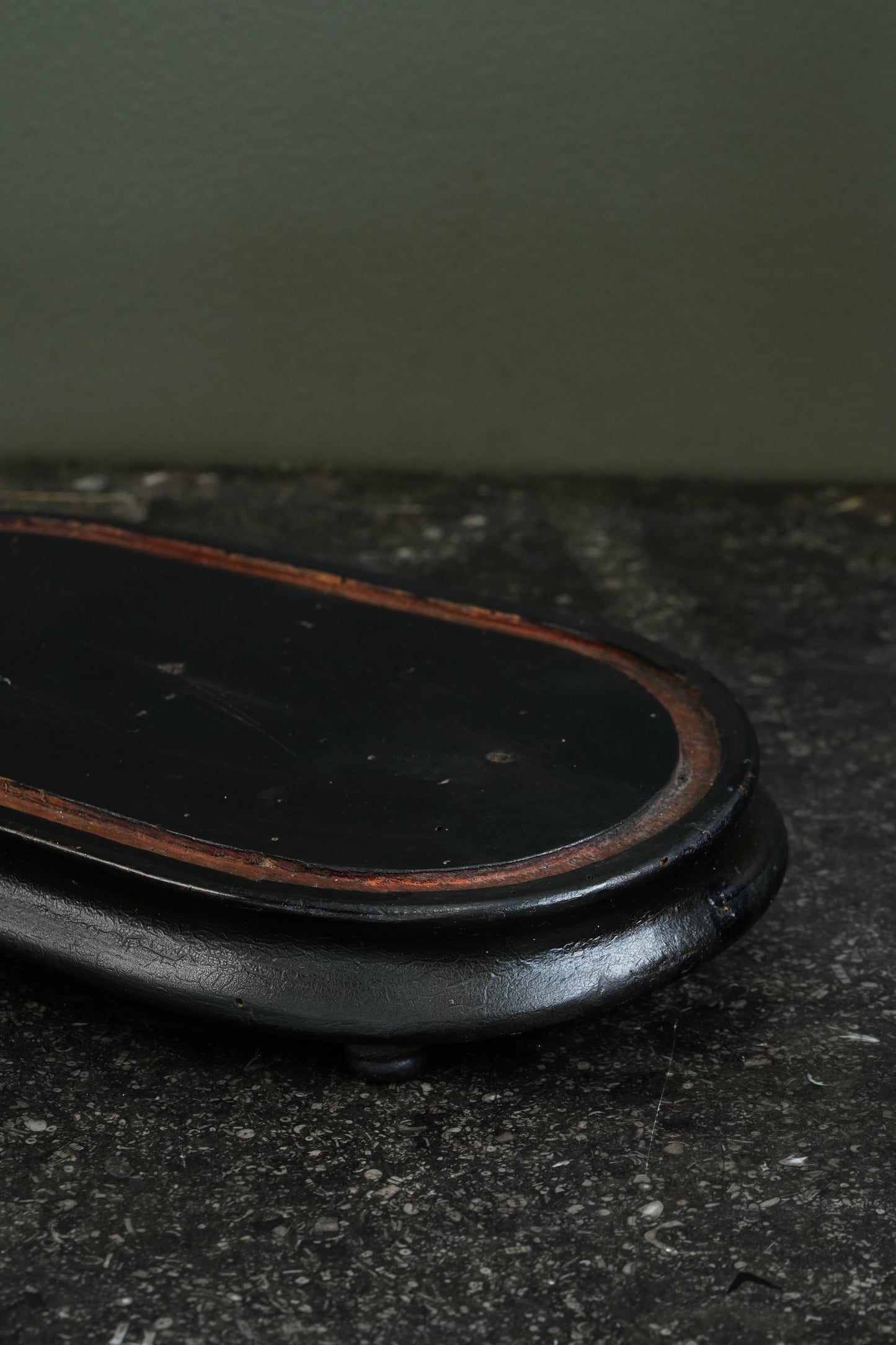 Antique French Ebonized Oval Display Stand, Circa 1880