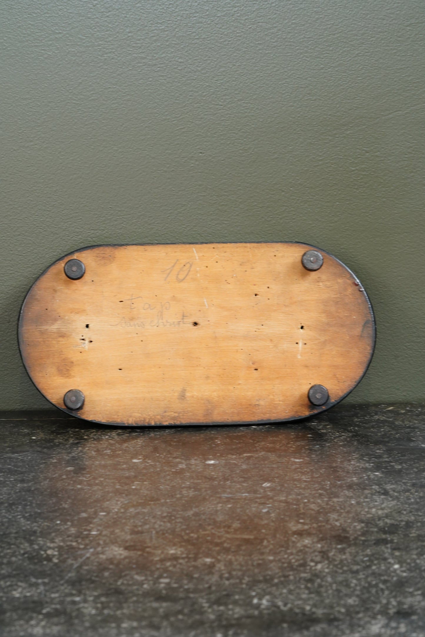 Antique French Ebonized Oval Display Stand, Circa 1880