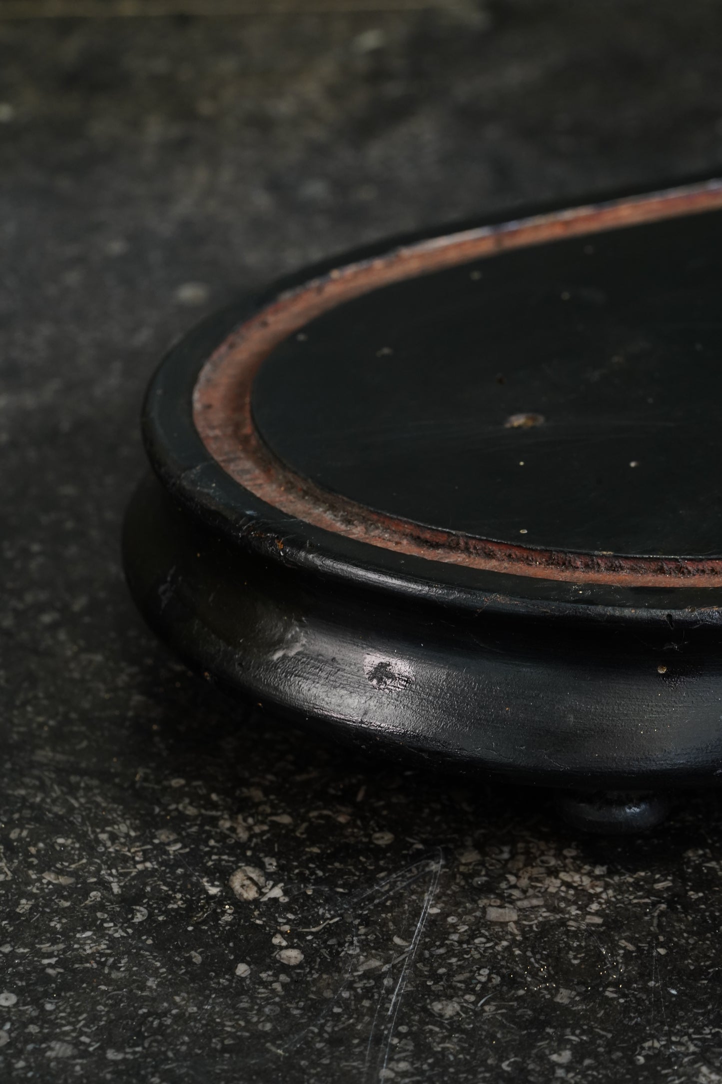 Antique French Ebonized Oval Display Stand, Circa 1880