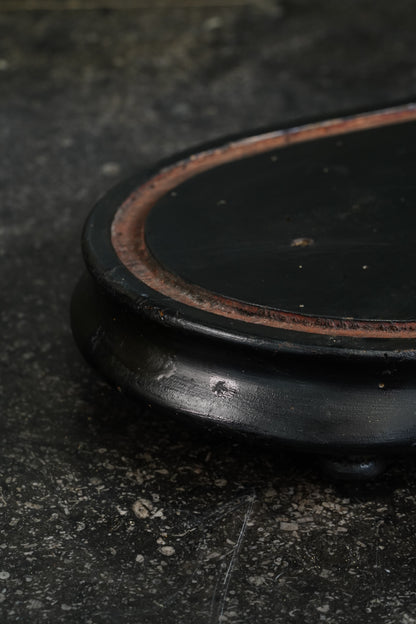 Antique French Ebonized Oval Display Stand, Circa 1880