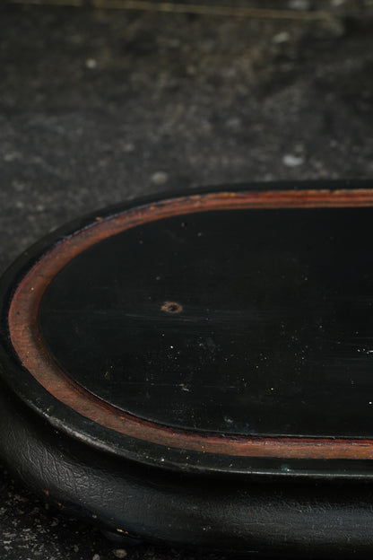 Antique French Ebonized Oval Display Stand, Circa 1880