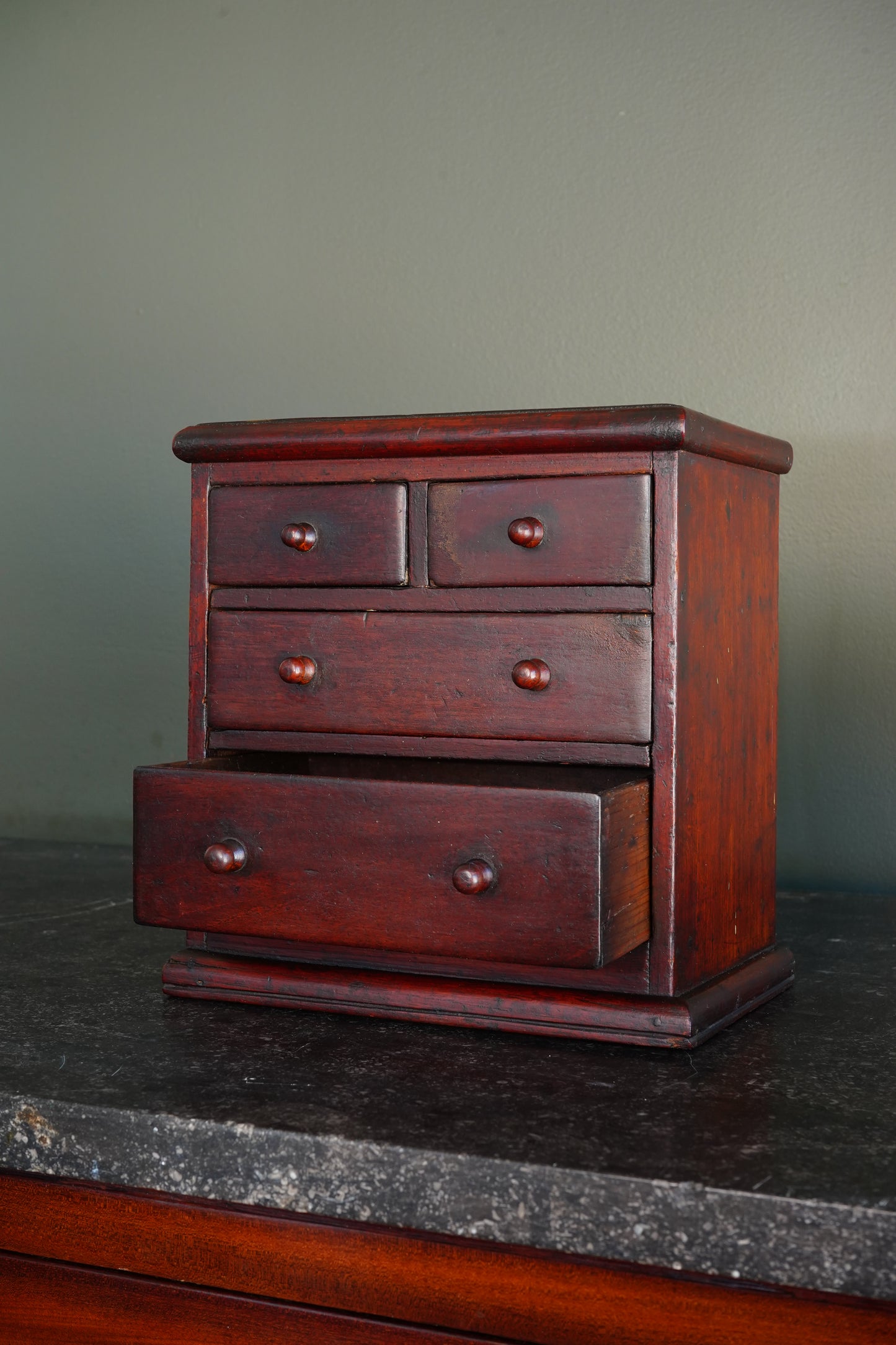 Victorian English Miniature Mahogany Chest of Drawers, Ca. 1870