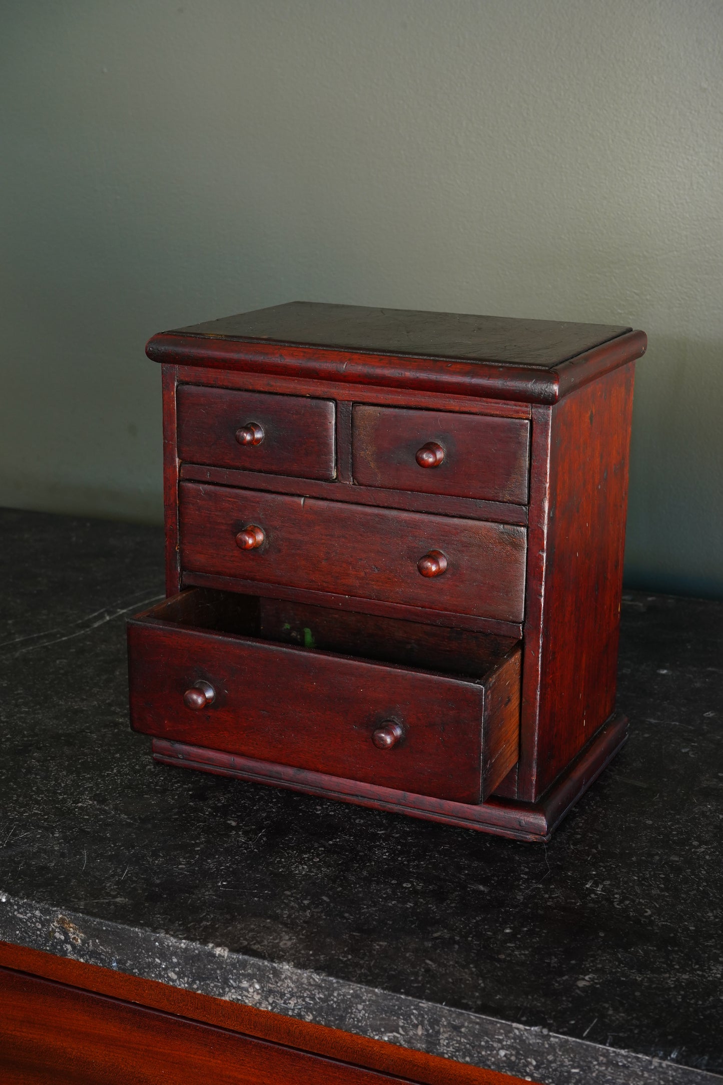 Victorian English Miniature Mahogany Chest of Drawers, Ca. 1870
