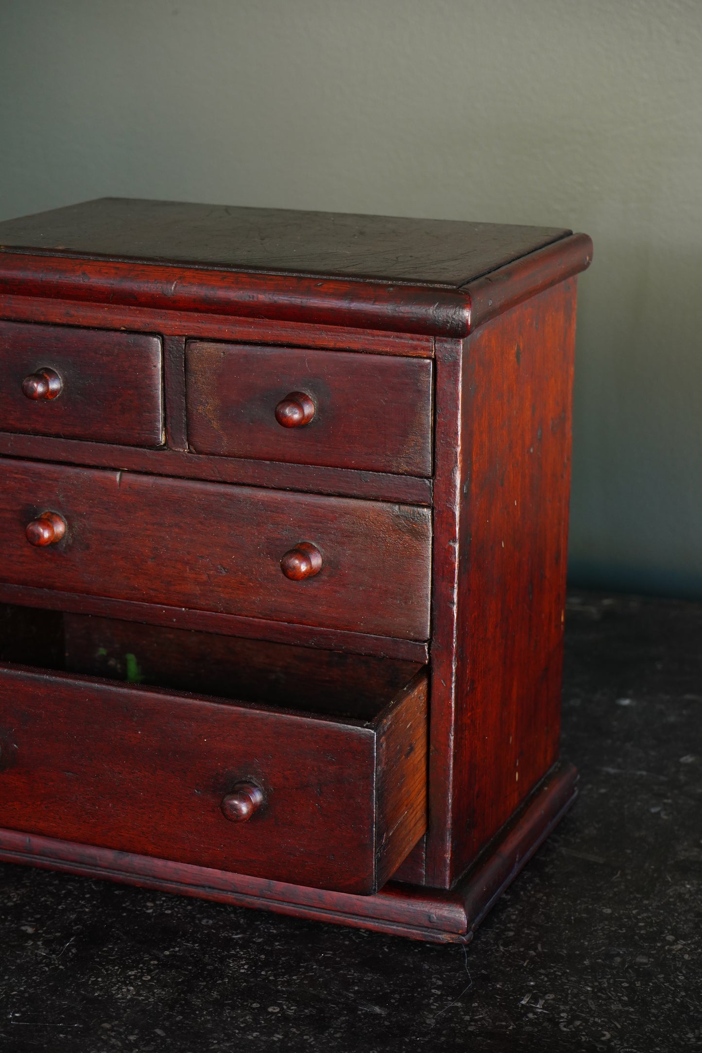 Victorian English Miniature Mahogany Chest of Drawers, Ca. 1870