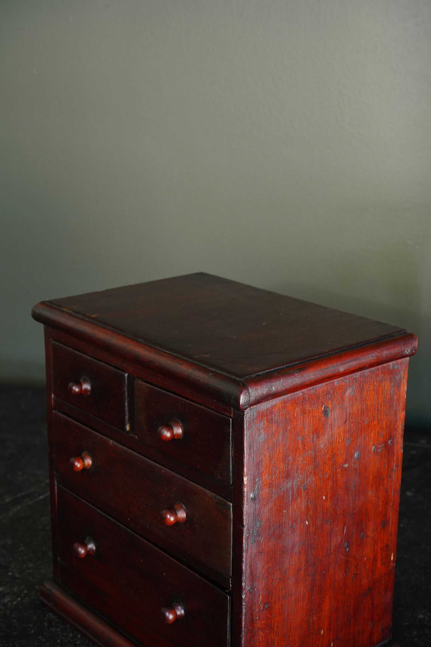 Victorian English Miniature Mahogany Chest of Drawers, Ca. 1870