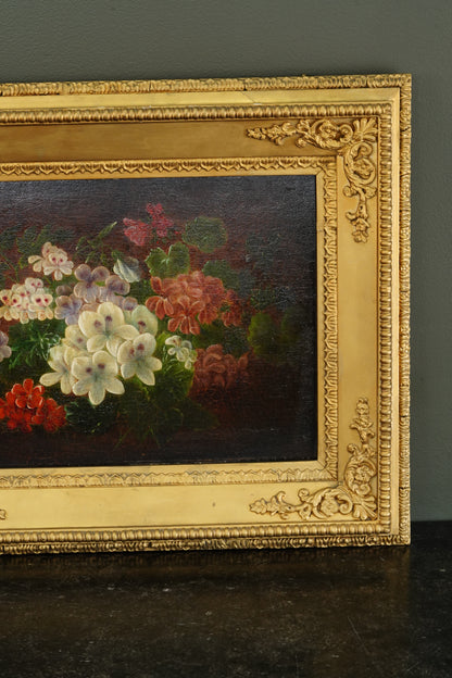 19th Century Continental Floral Still Life, Oil on Canvas Painting