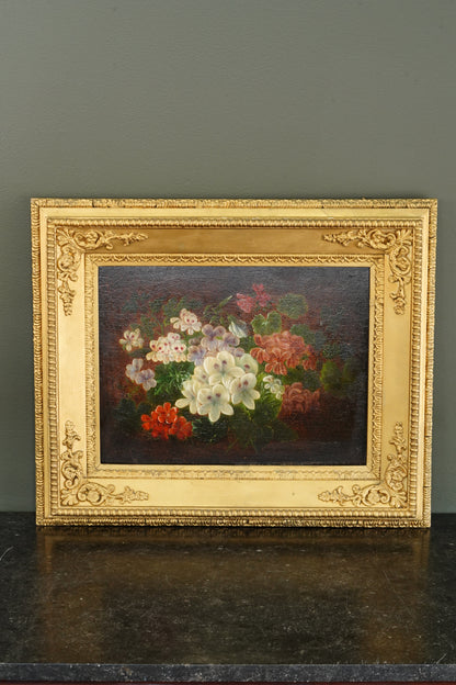 19th Century Continental Floral Still Life, Oil on Canvas Painting