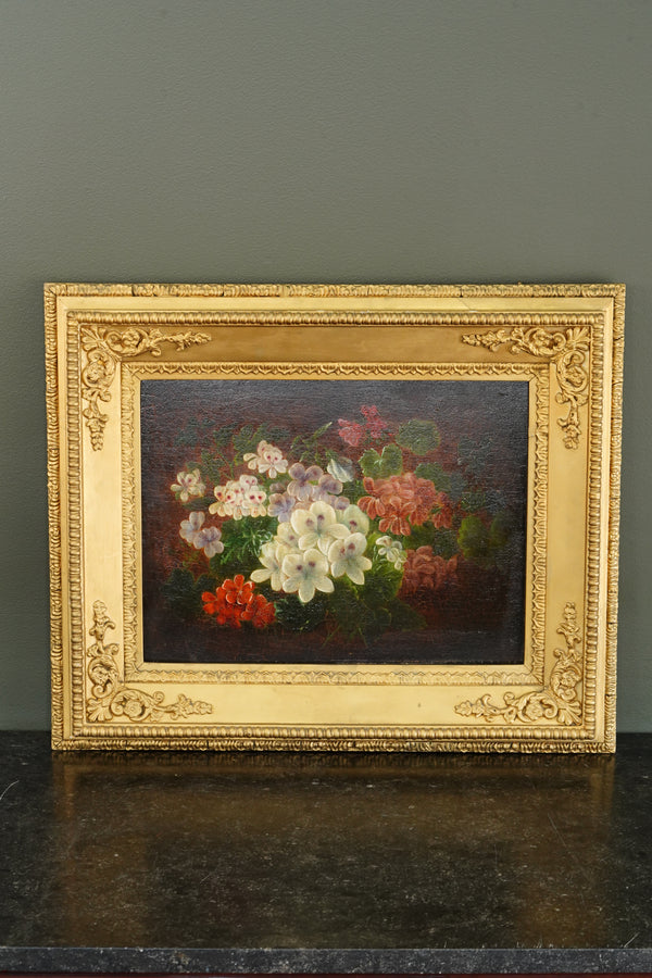 19th Century Continental Floral Still Life, Oil on Canvas Painting