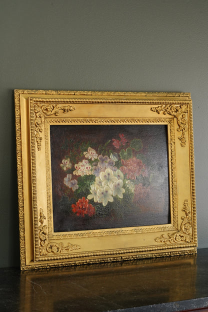 19th Century Continental Floral Still Life, Oil on Canvas Painting