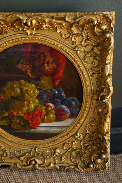 Antique Fruit Still Life Oil Painting, Gilt Frame, Late 1800s