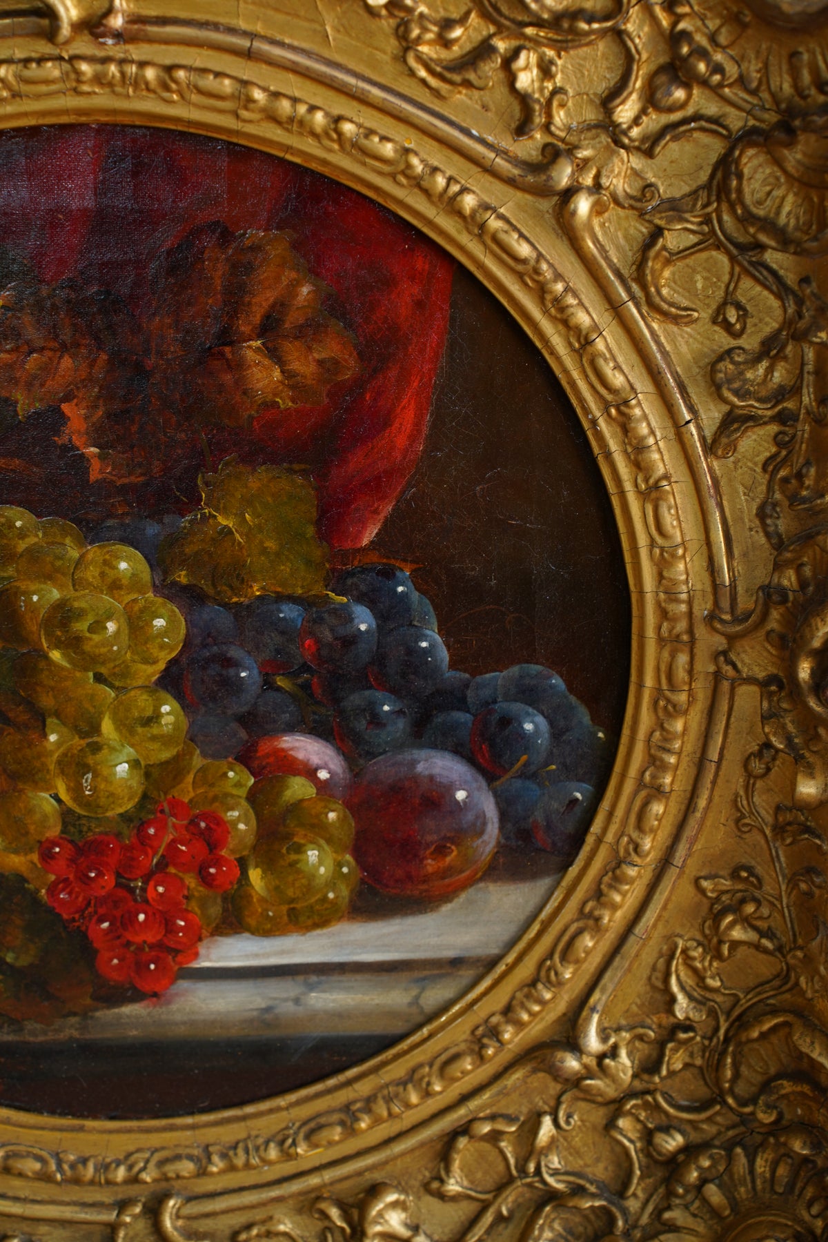 Antique Fruit Still Life Oil Painting, Gilt Frame, Late 1800s