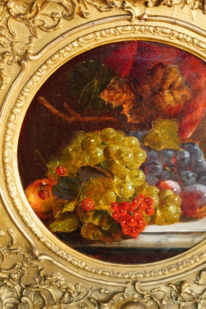 Antique Fruit Still Life Oil Painting, Gilt Frame, Late 1800s