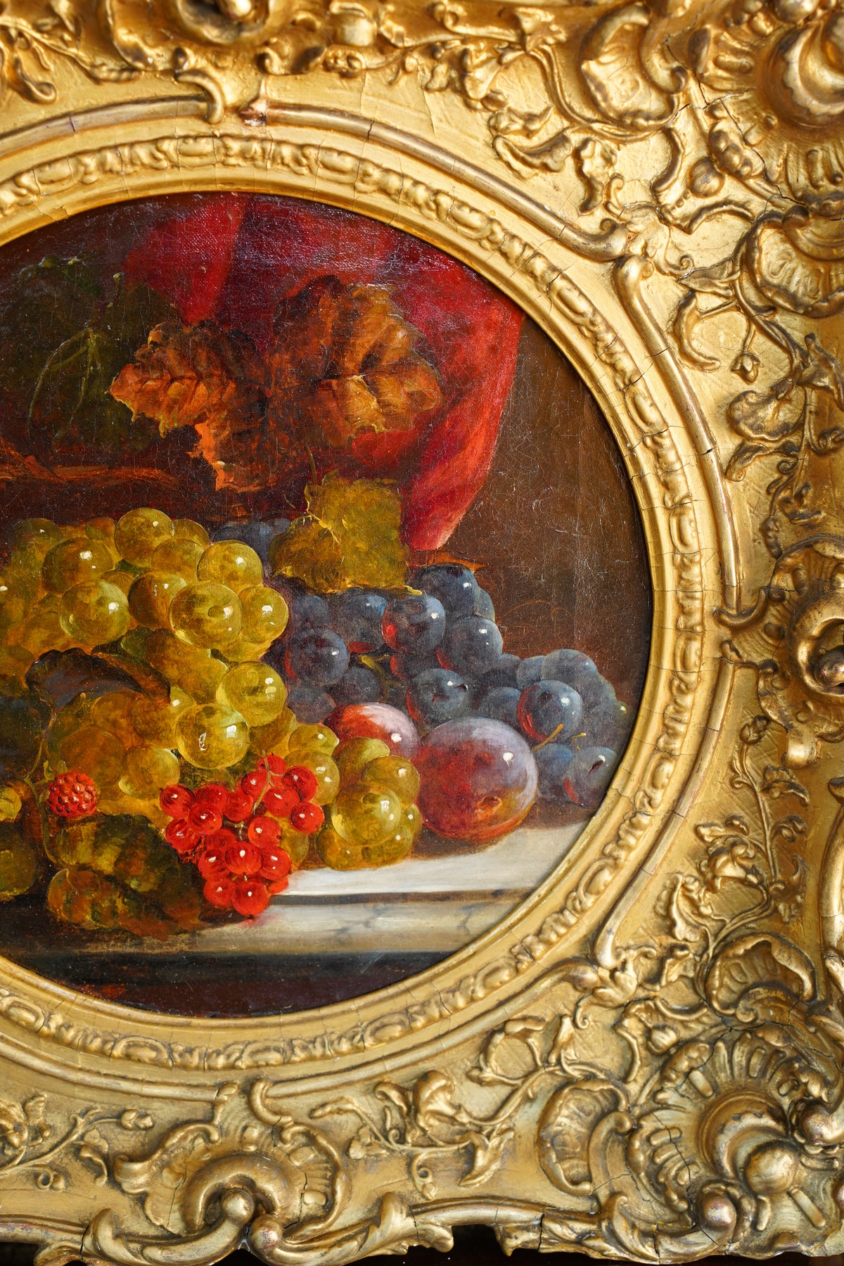 Antique Fruit Still Life Oil Painting, Gilt Frame, Late 1800s