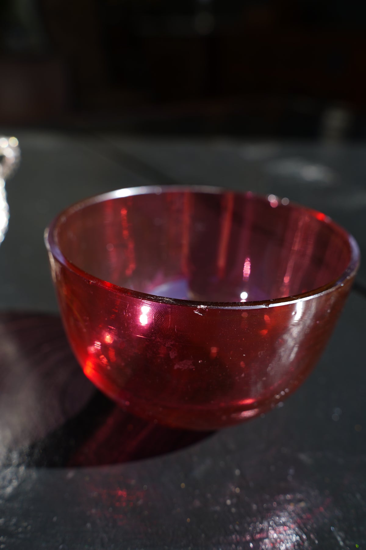 Antique English Silverplate Cranberry Glass Basket