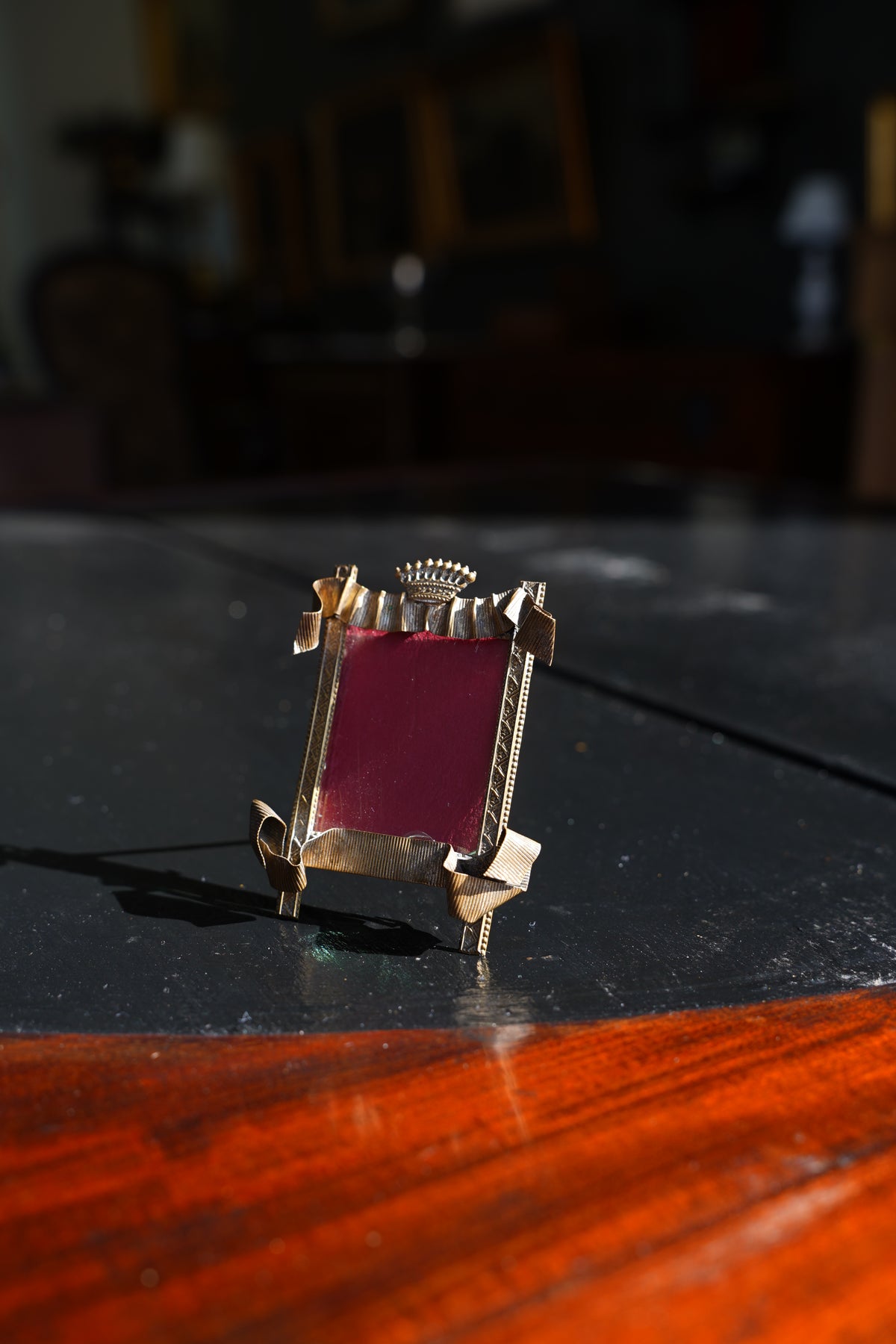 Antique Louis XVI Style Brass Miniature Picture Frame