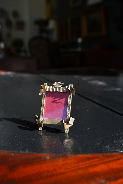 Antique Louis XVI Style Brass Miniature Picture Frame