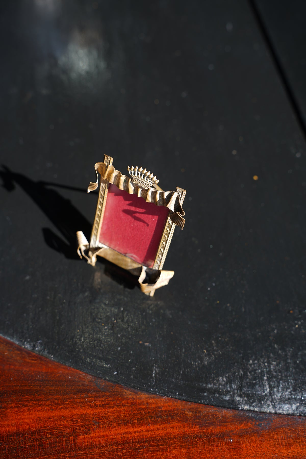 Antique Louis XVI Style Brass Miniature Picture Frame