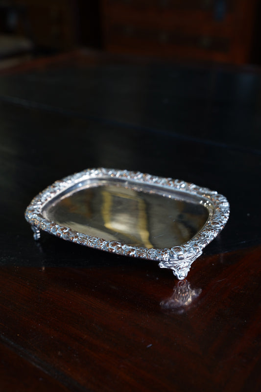 Vintage Rococo Style Silverplate Footed Tray, Miniature