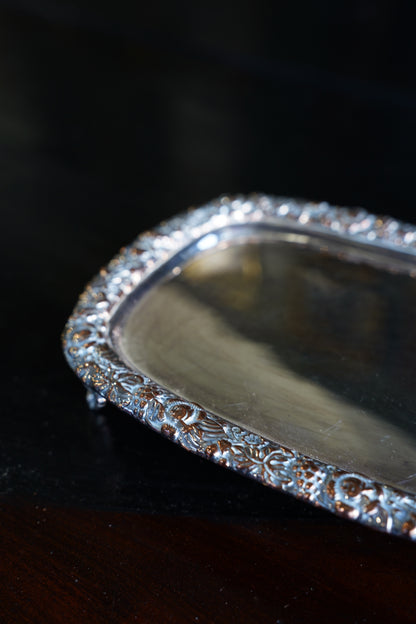 Vintage Rococo Style Silverplate Footed Tray, Miniature