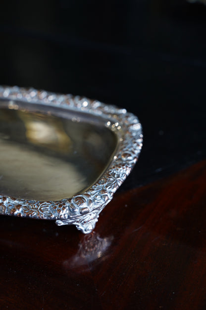 Vintage Rococo Style Silverplate Footed Tray, Miniature