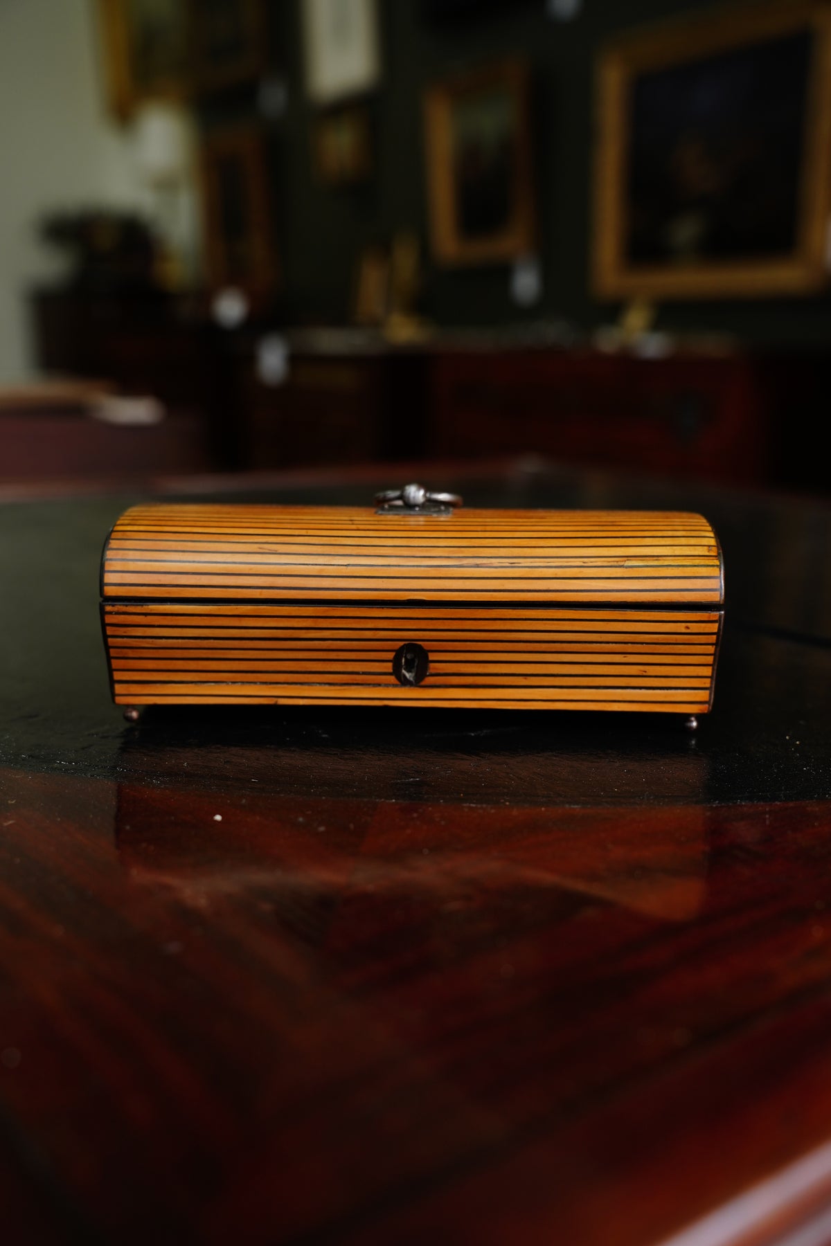 Antique French Striped Satinwood Keepsake Box
