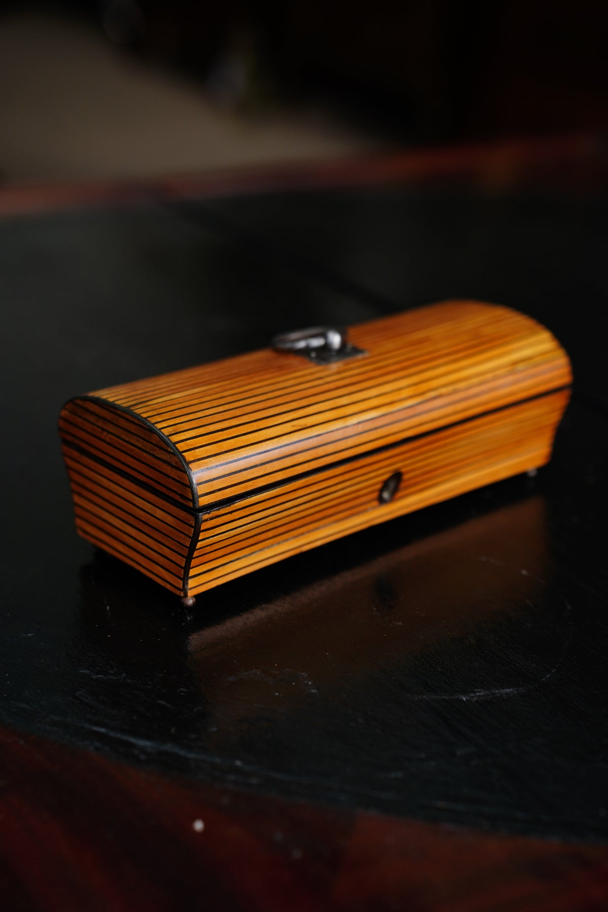 Antique French Striped Satinwood Keepsake Box