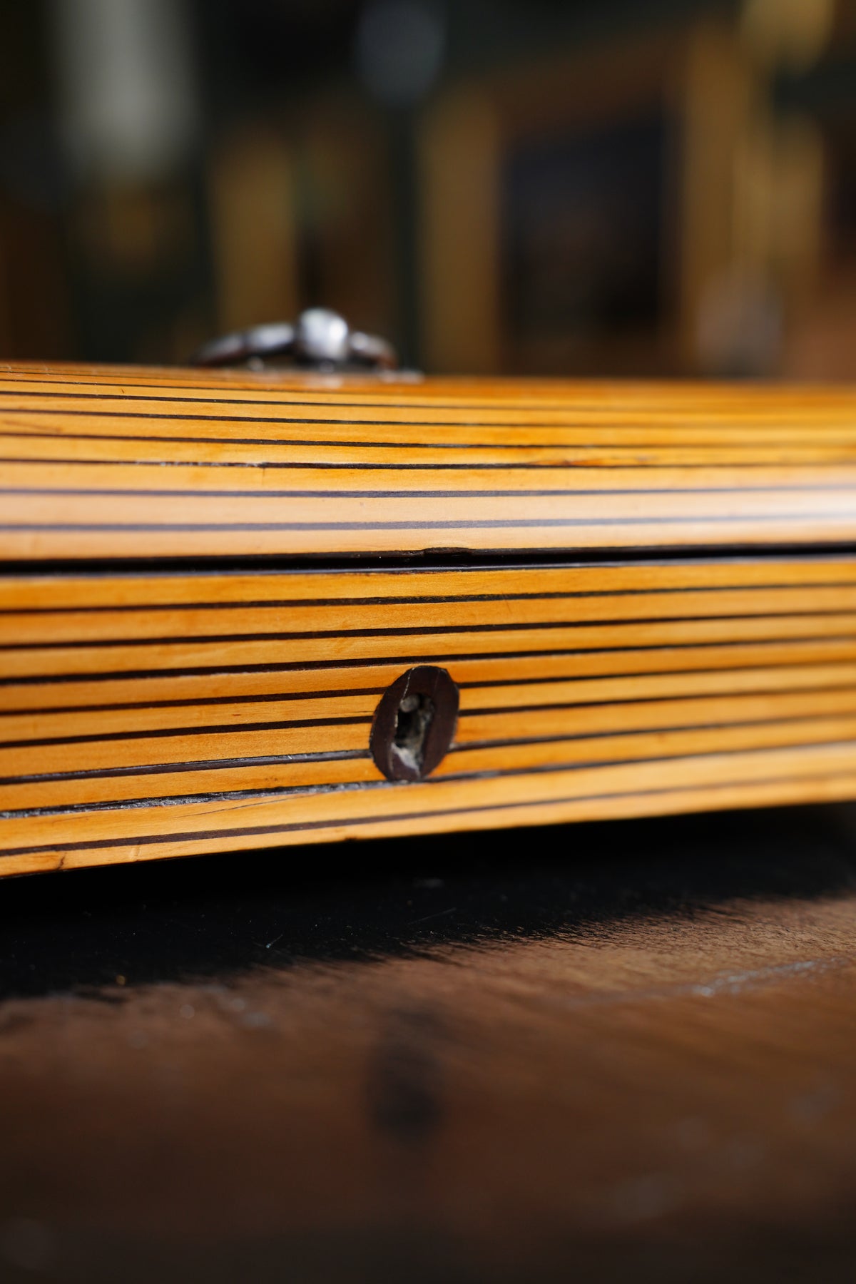 Antique French Striped Satinwood Keepsake Box