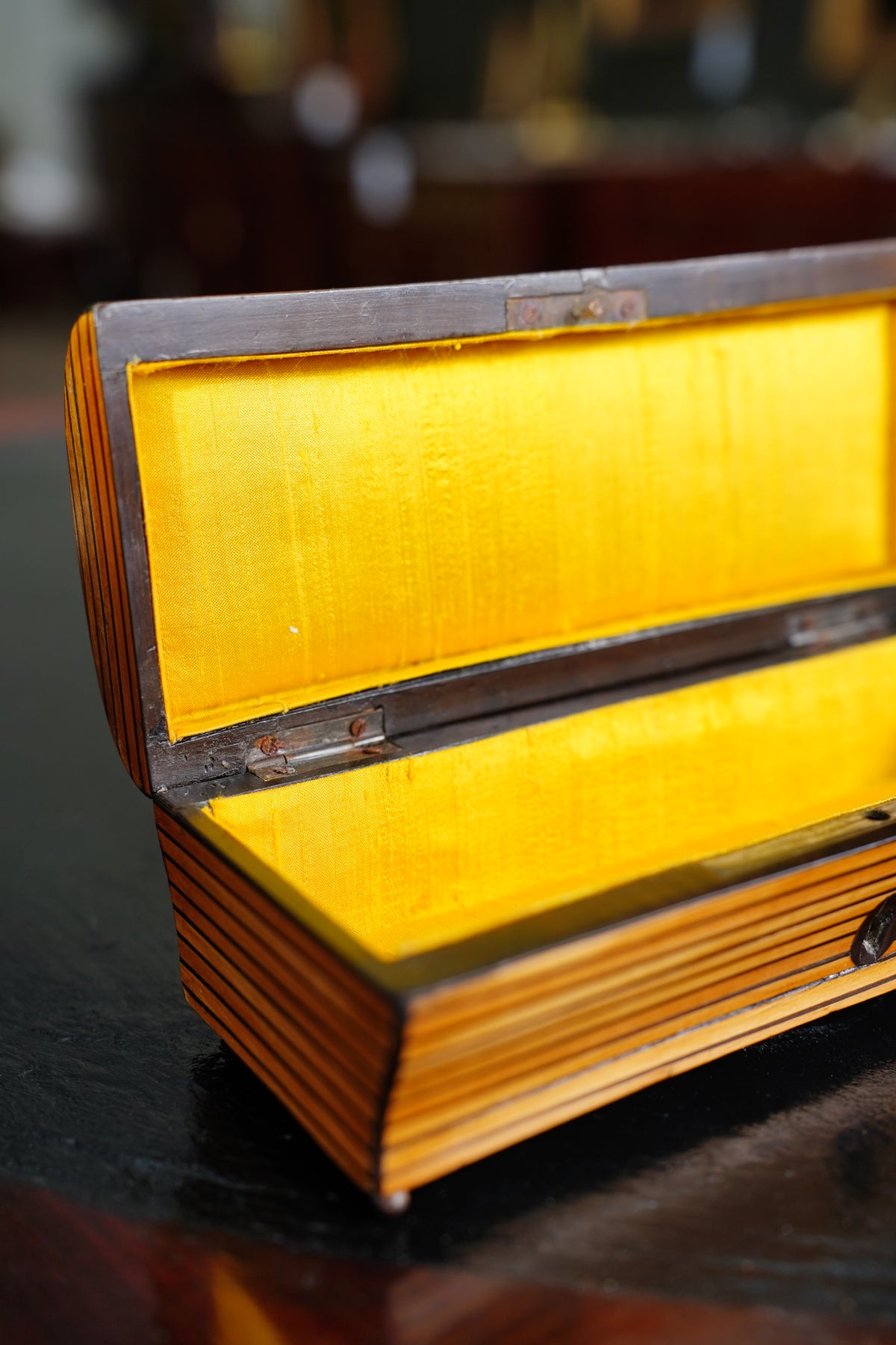 Antique French Striped Satinwood Keepsake Box