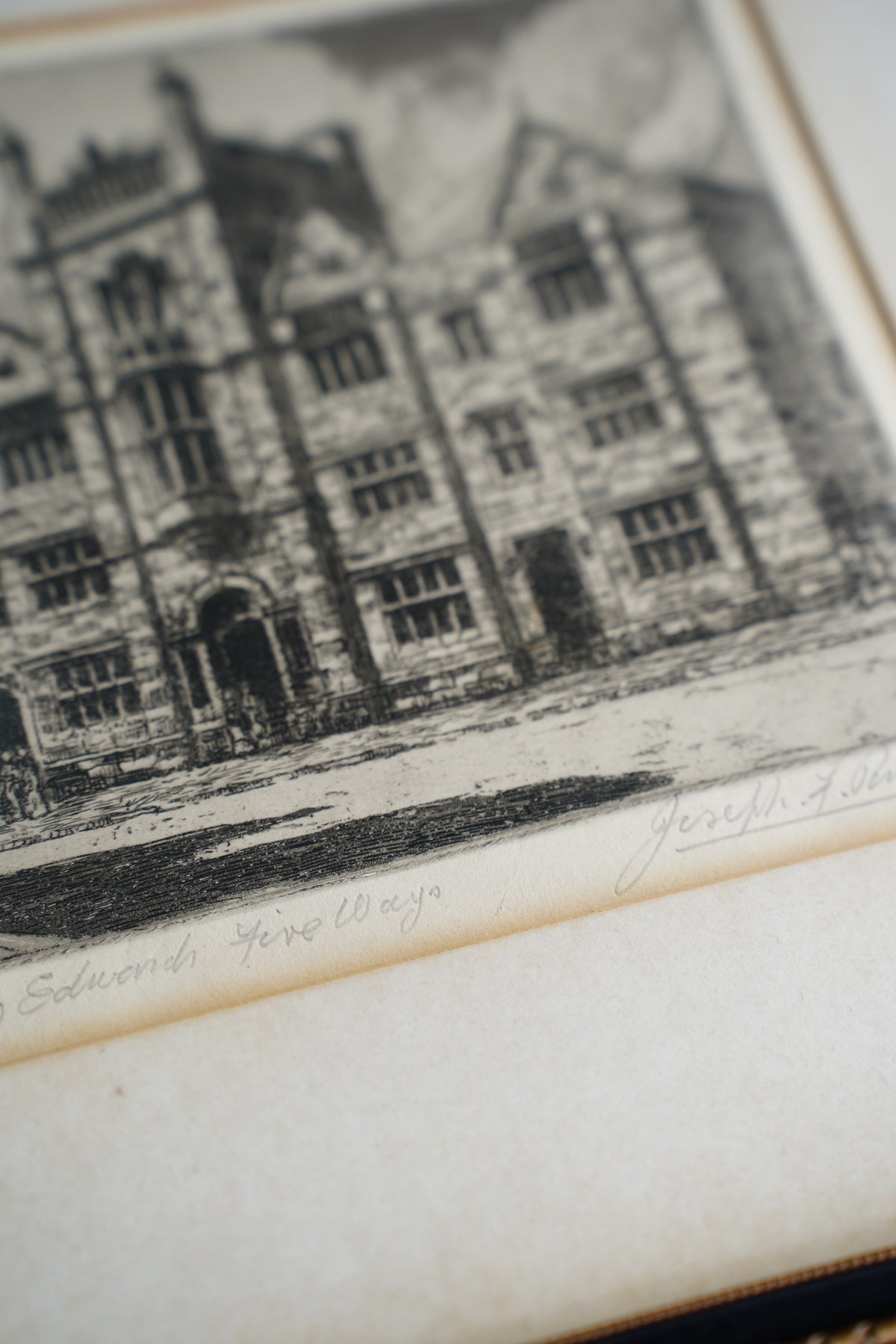 Vintage Signed Etching of Old King Edward's School, Birmingham