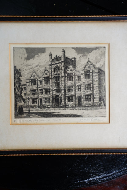 Vintage Signed Etching of Old King Edward's School, Birmingham