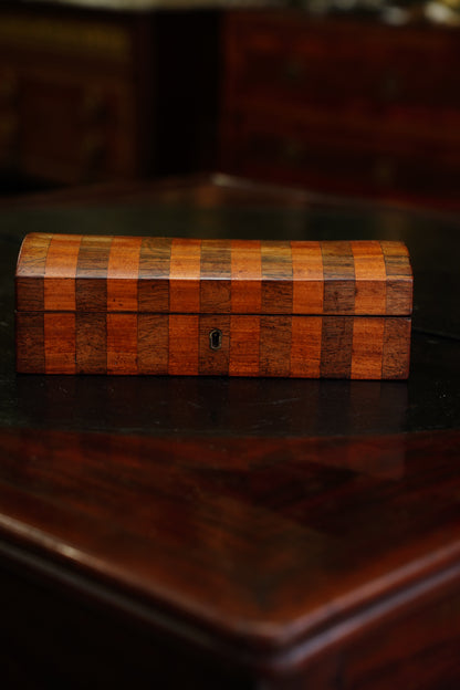 Antique English Banded Rosewood and Satinwood Box