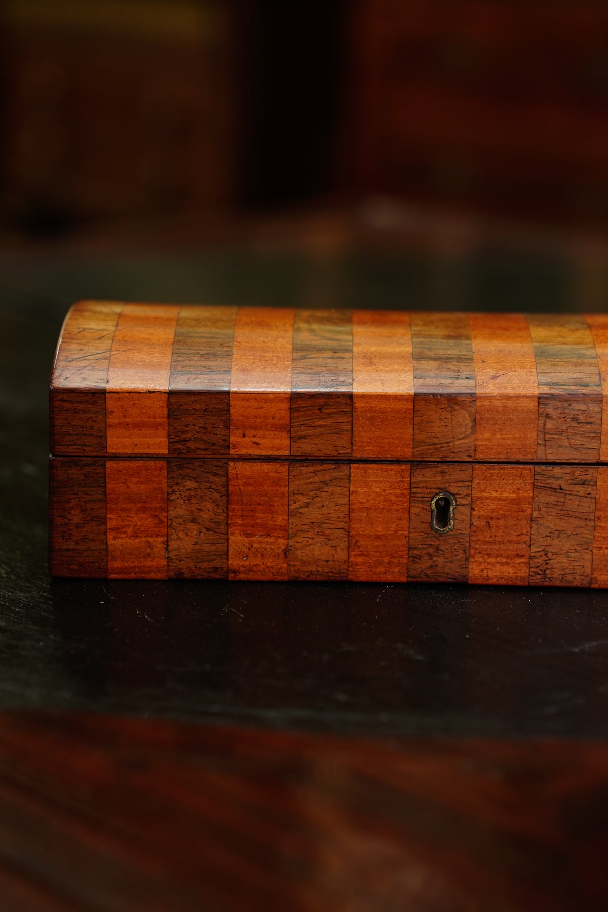 Antique English Banded Rosewood and Satinwood Box