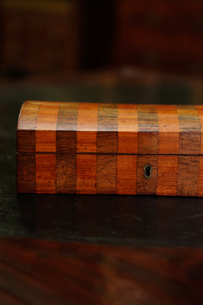 Antique English Banded Rosewood and Satinwood Box