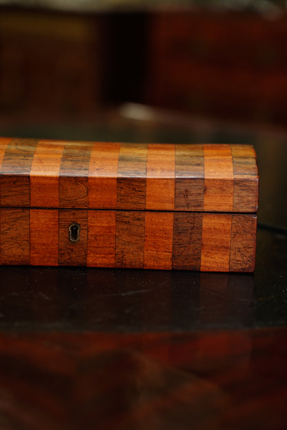 Antique English Banded Rosewood and Satinwood Box