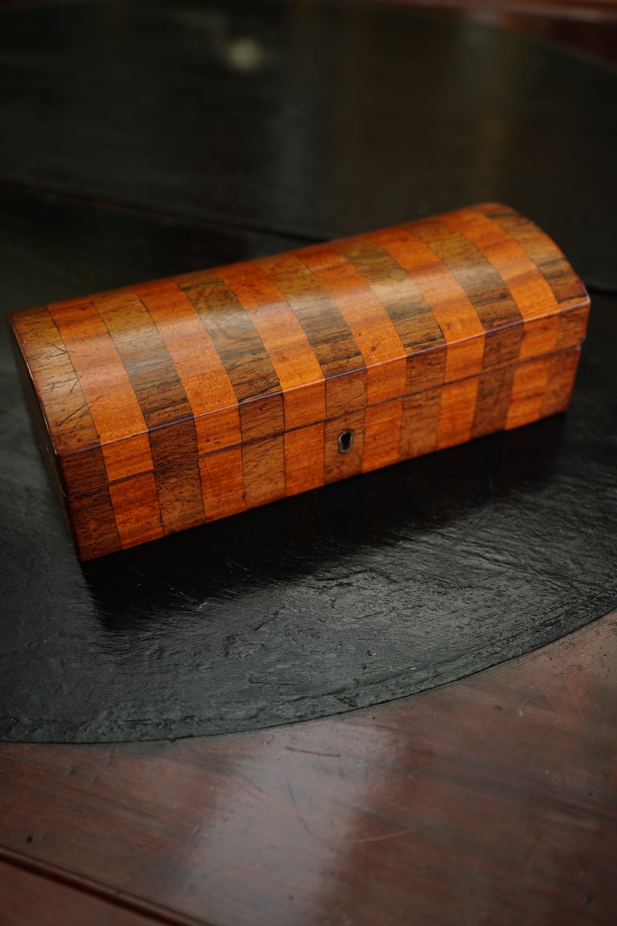 Antique English Banded Rosewood and Satinwood Box