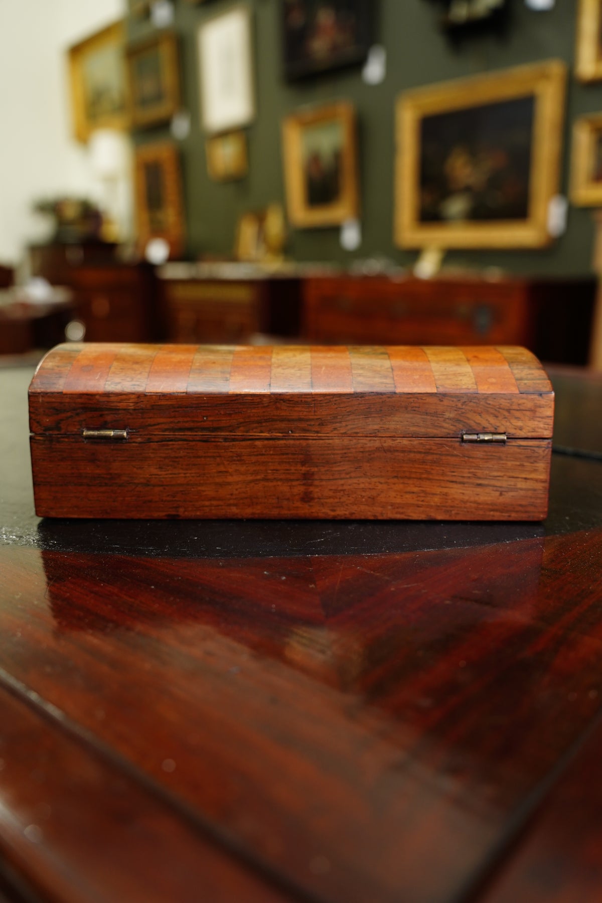 Antique English Banded Rosewood and Satinwood Box