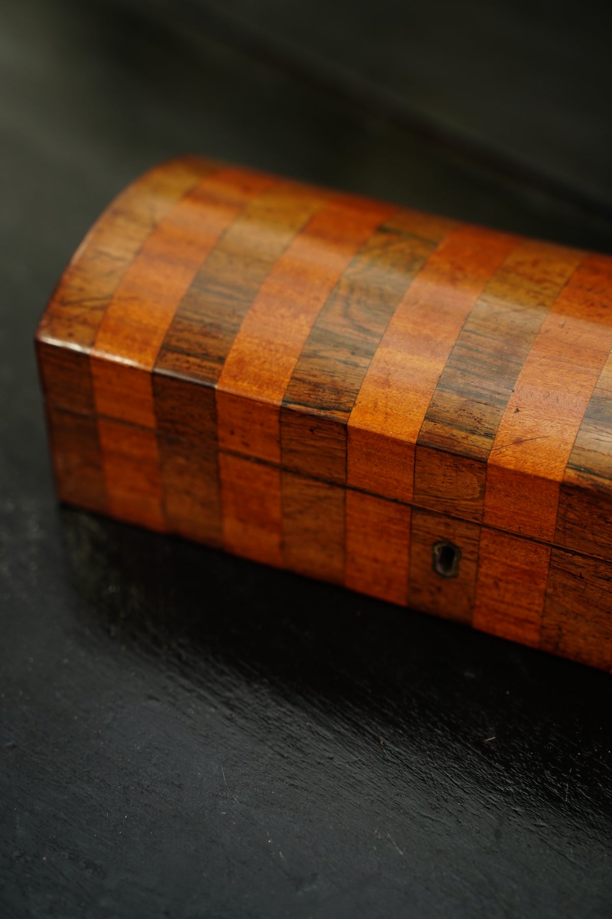 Antique English Banded Rosewood and Satinwood Box