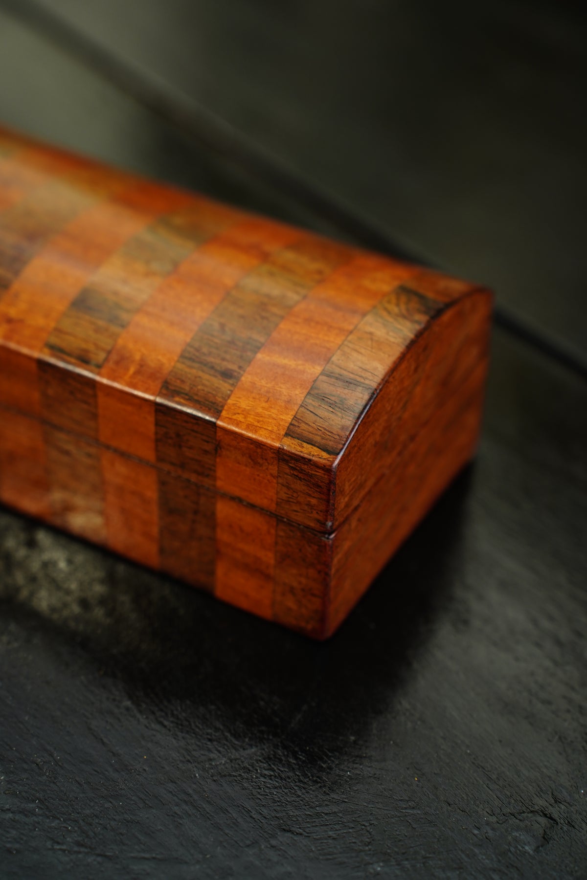 Antique English Banded Rosewood and Satinwood Box