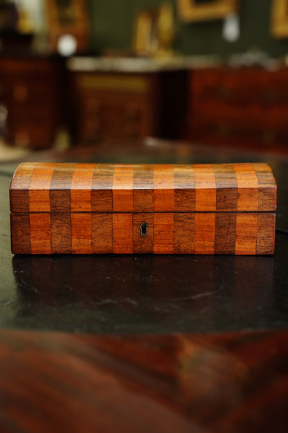 Antique English Banded Rosewood and Satinwood Box