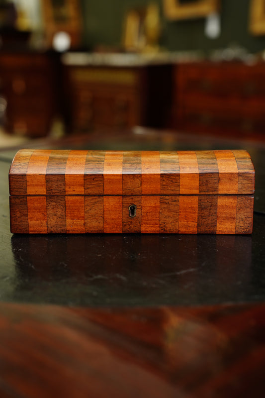 Antique English Banded Rosewood and Satinwood Box