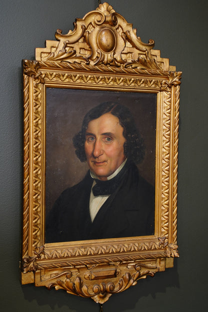 Antique Oil Portrait Painting of a Gentleman, Gilt Frame, Circa 1840
