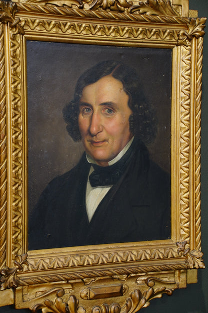 Antique Oil Portrait Painting of a Gentleman, Gilt Frame, Circa 1840