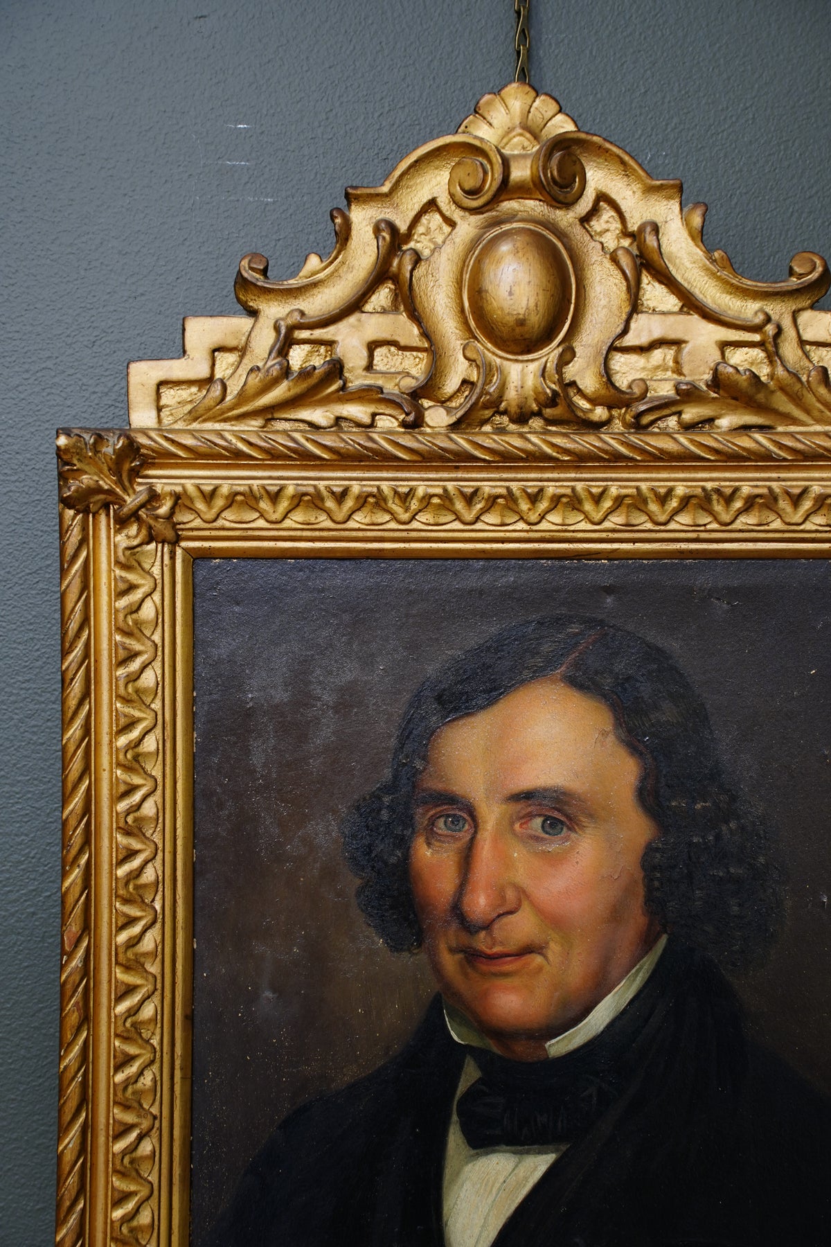 Antique Oil Portrait Painting of a Gentleman, Gilt Frame, Circa 1840