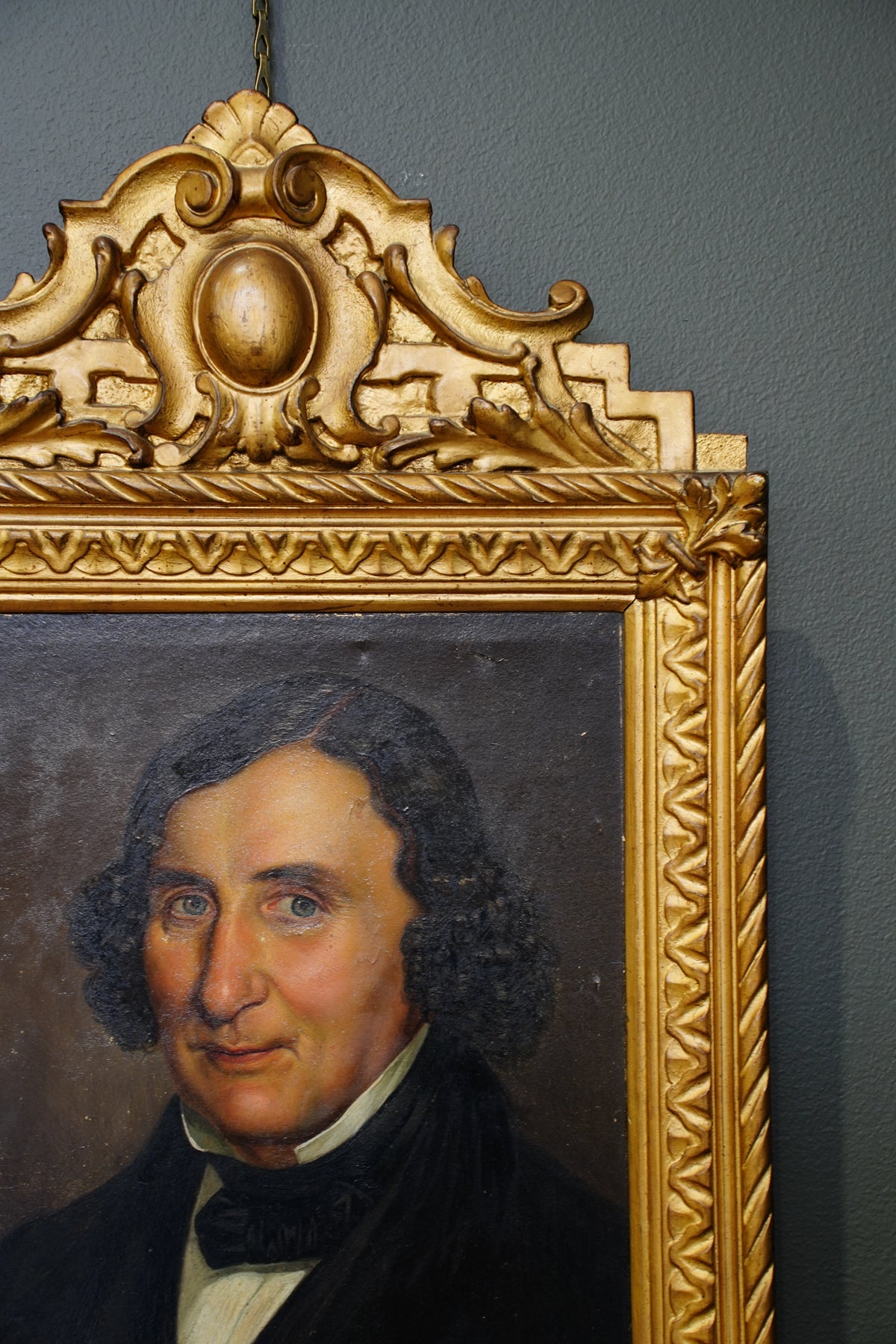 Antique Oil Portrait Painting of a Gentleman, Gilt Frame, Circa 1840