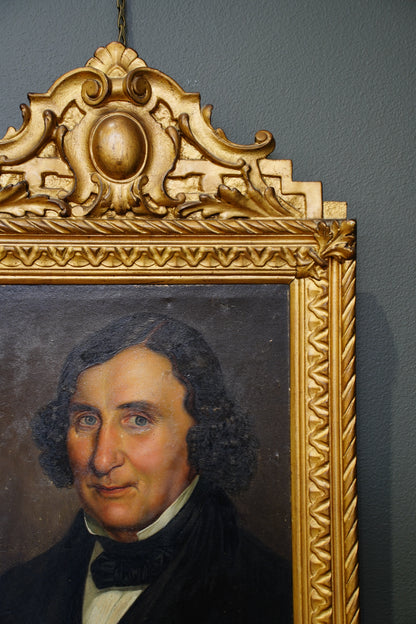 Antique Oil Portrait Painting of a Gentleman, Gilt Frame, Circa 1840