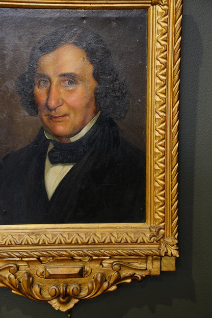 Antique Oil Portrait Painting of a Gentleman, Gilt Frame, Circa 1840